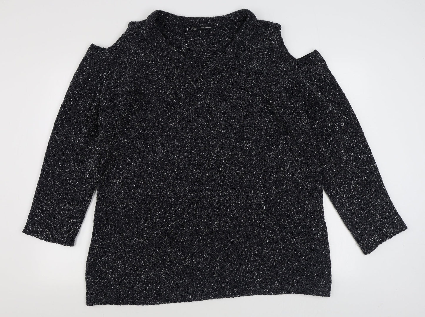 Body Flirt Womens Grey V-Neck  Polyester Pullover Jumper Size L