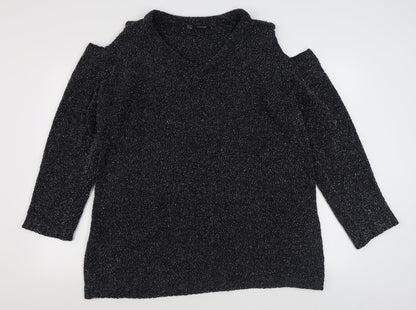 Body Flirt Womens Grey V-Neck  Polyester Pullover Jumper Size L