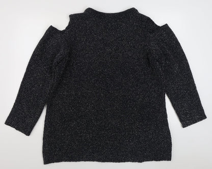 Body Flirt Womens Grey V-Neck  Polyester Pullover Jumper Size L