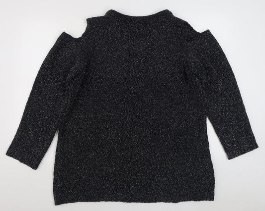 Body Flirt Womens Grey V-Neck  Polyester Pullover Jumper Size L