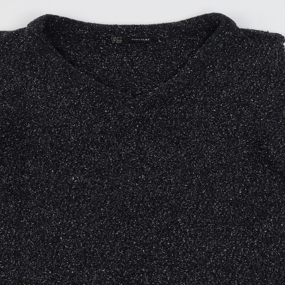 Body Flirt Womens Grey V-Neck  Polyester Pullover Jumper Size L