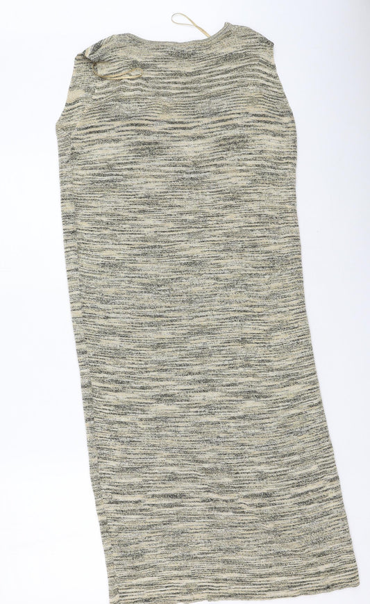 Marks and Spencer Womens Gold  Viscose Bodycon  Size 14  V-Neck