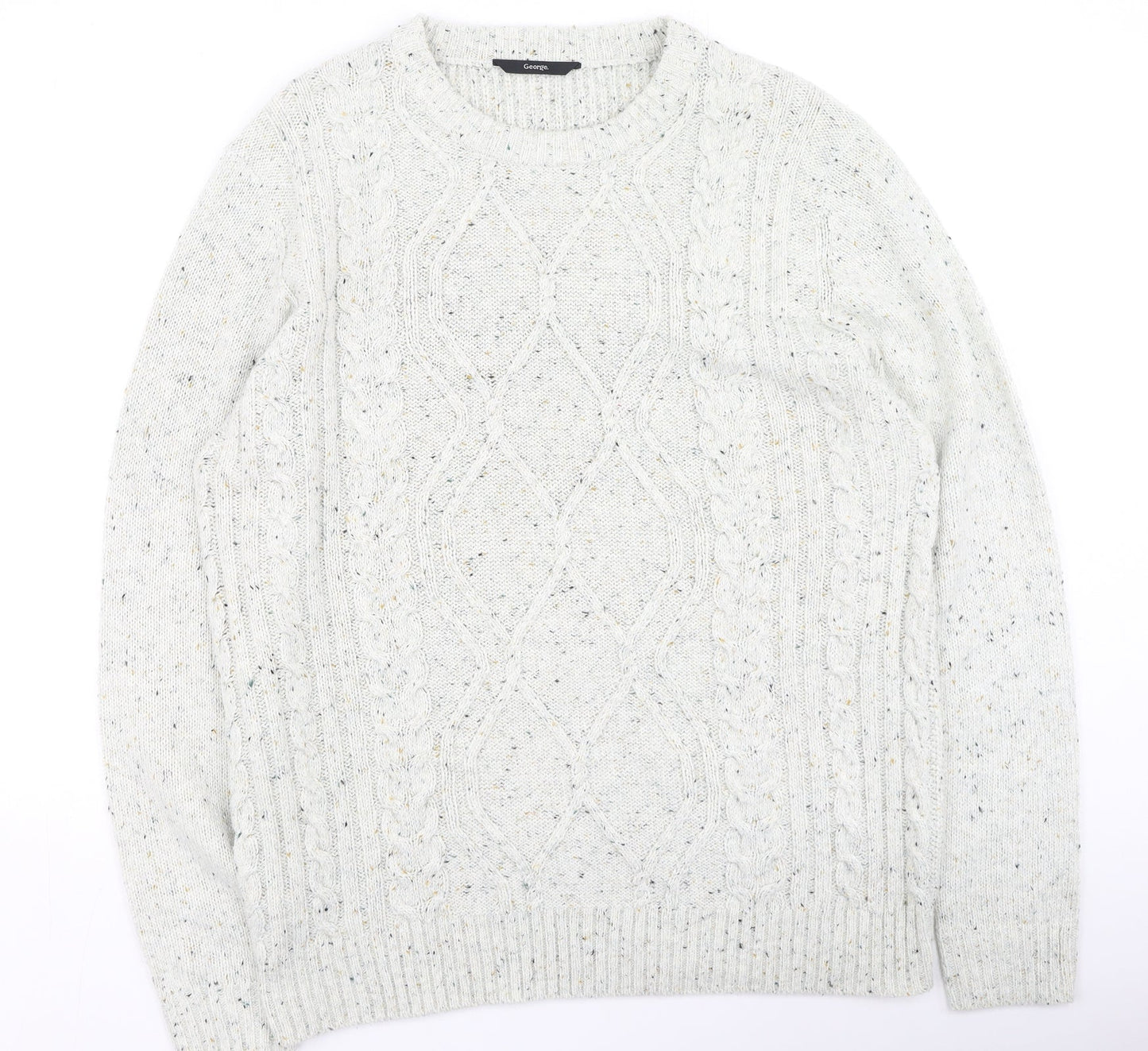 George  Womens Beige Round Neck  Acrylic Pullover Jumper Size XL