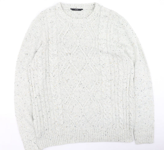 George  Womens Beige Round Neck  Acrylic Pullover Jumper Size XL