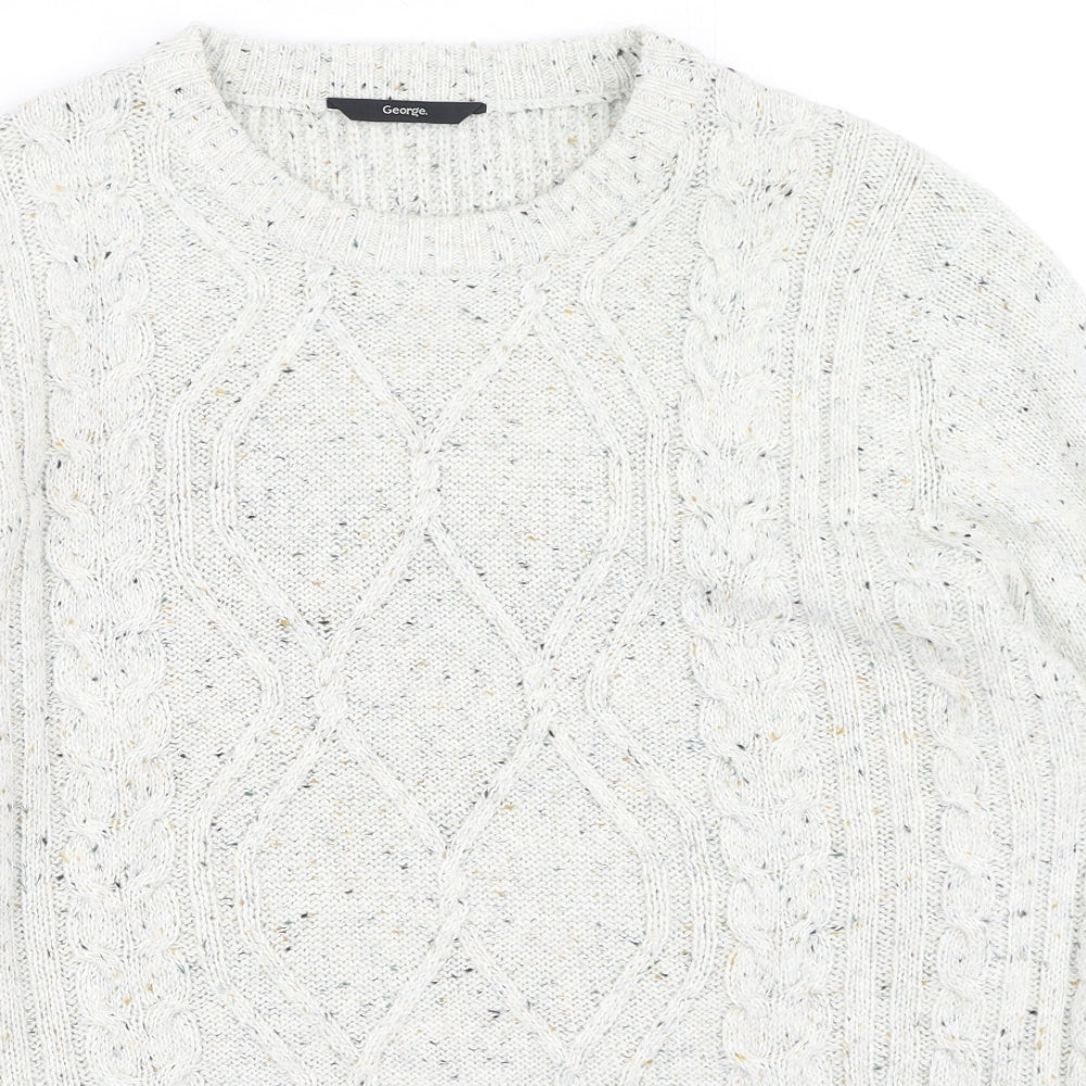 George  Womens Beige Round Neck  Acrylic Pullover Jumper Size XL