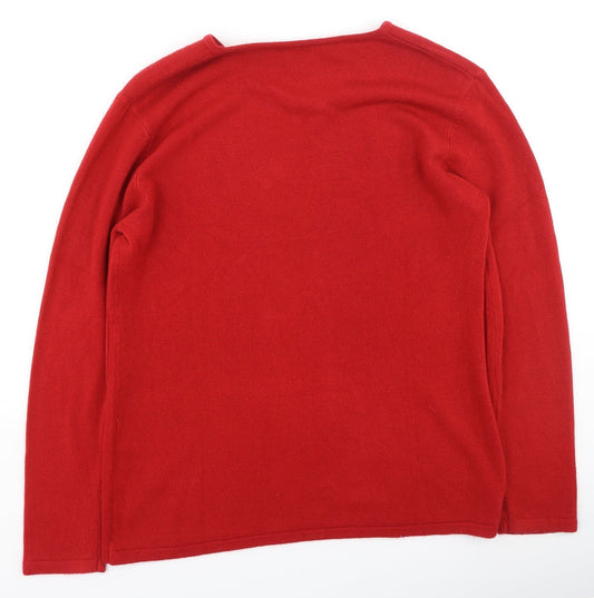 Damart Womens Red Round Neck  Acrylic Pullover Jumper Size 14