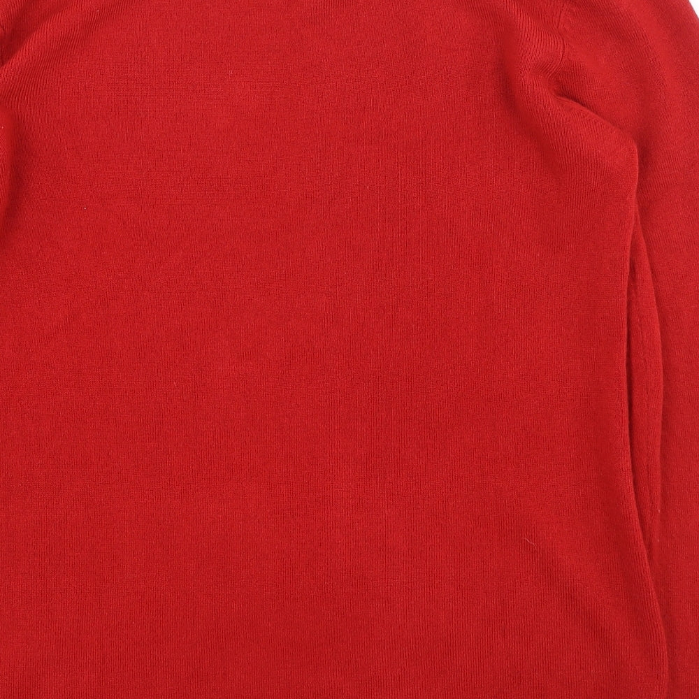 Damart Womens Red Round Neck  Acrylic Pullover Jumper Size 14