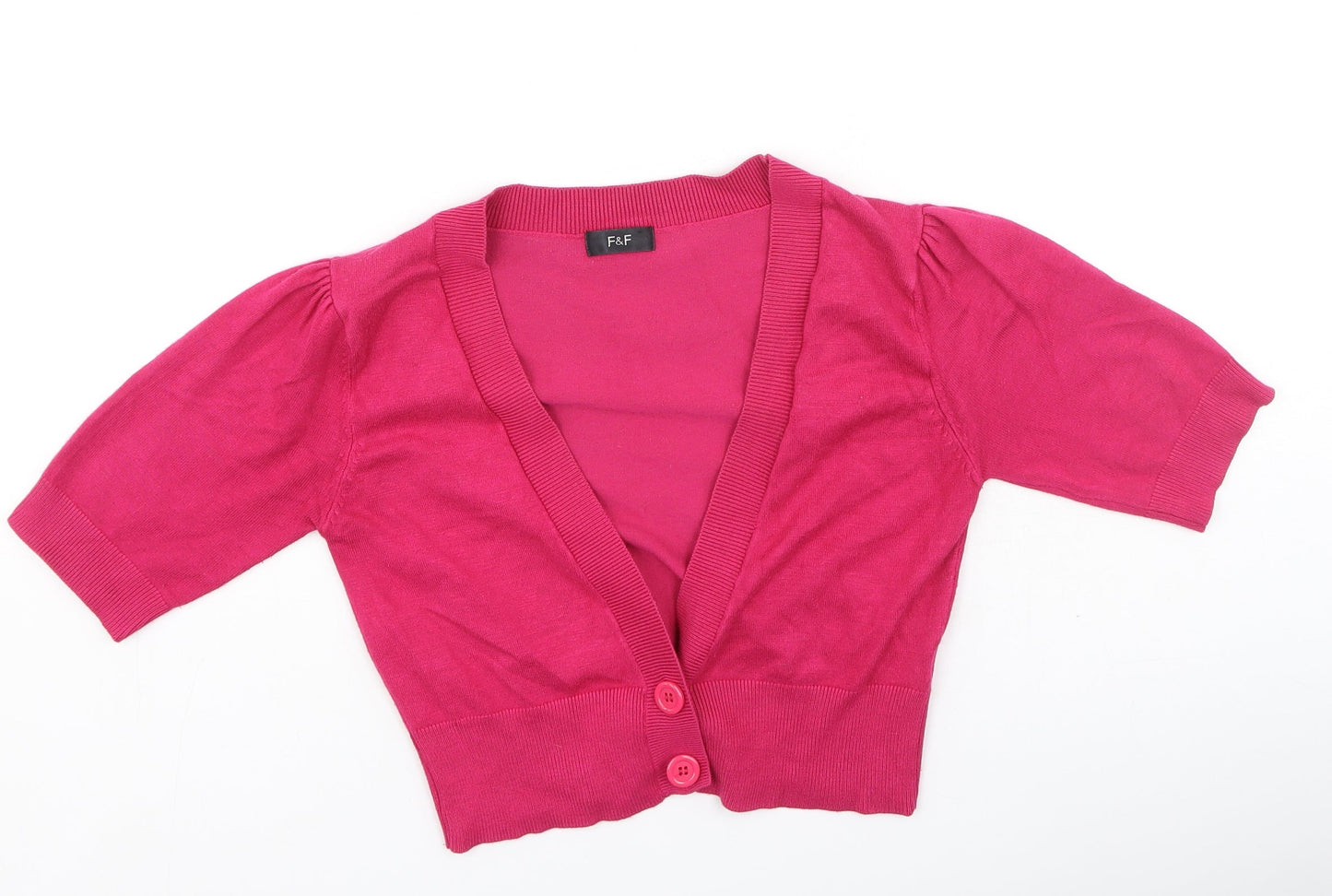 F&F Womens Pink V-Neck  Viscose Cardigan Jumper Size 8