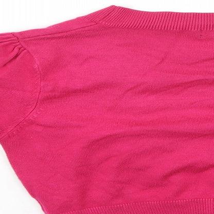 F&F Womens Pink V-Neck  Viscose Cardigan Jumper Size 8