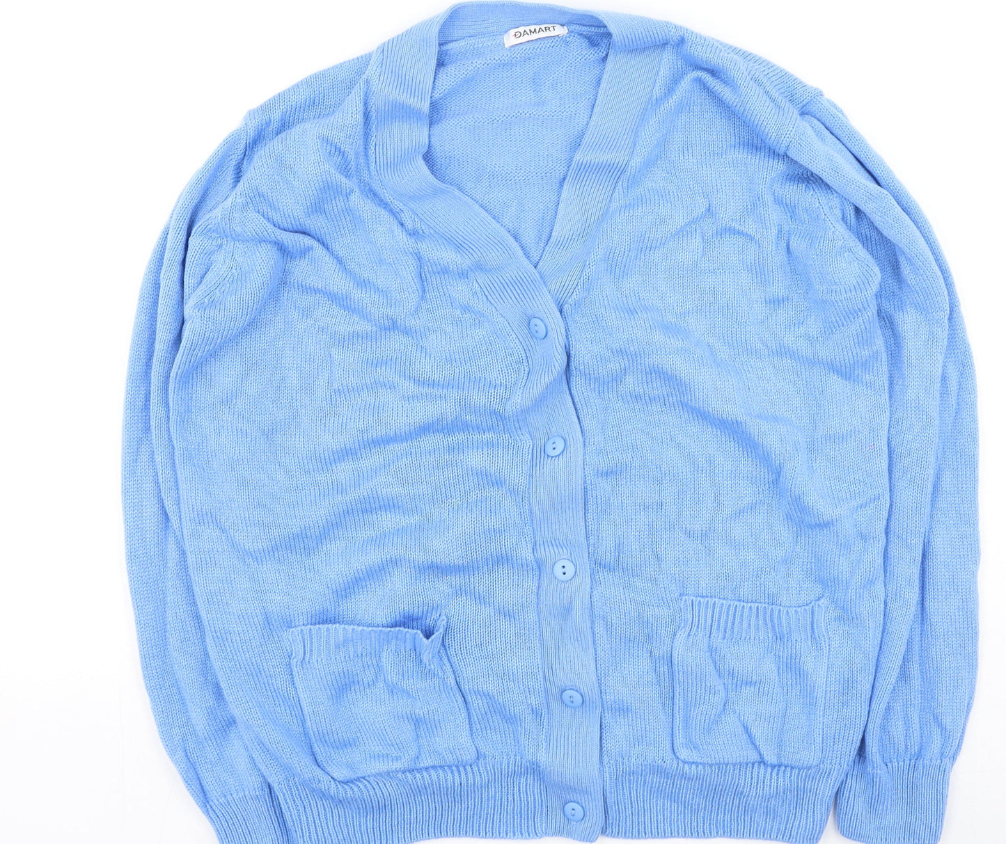 Damart Womens Blue Round Neck  Acrylic Cardigan Jumper Size M