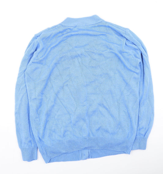 Damart Womens Blue Round Neck  Acrylic Cardigan Jumper Size M