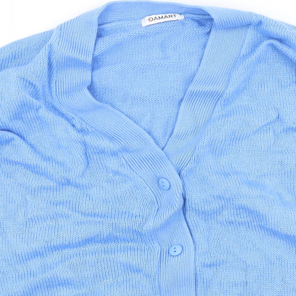 Damart Womens Blue Round Neck  Acrylic Cardigan Jumper Size M