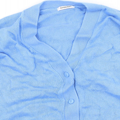 Damart Womens Blue Round Neck  Acrylic Cardigan Jumper Size M