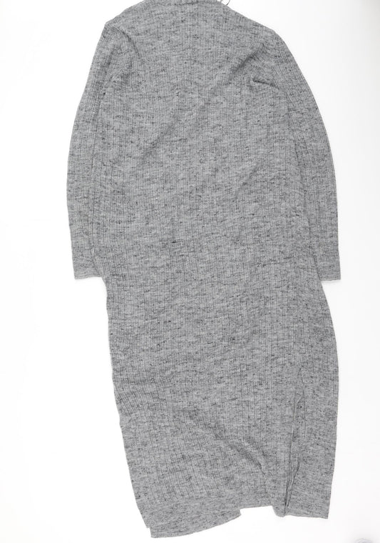 F&F Womens Grey V-Neck  Acrylic Cardigan Jumper Size M