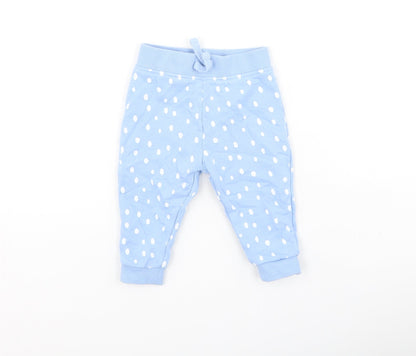Dunnes Stores Baby Blue Spotted Cotton Jogger Trousers Size 6-9 Months