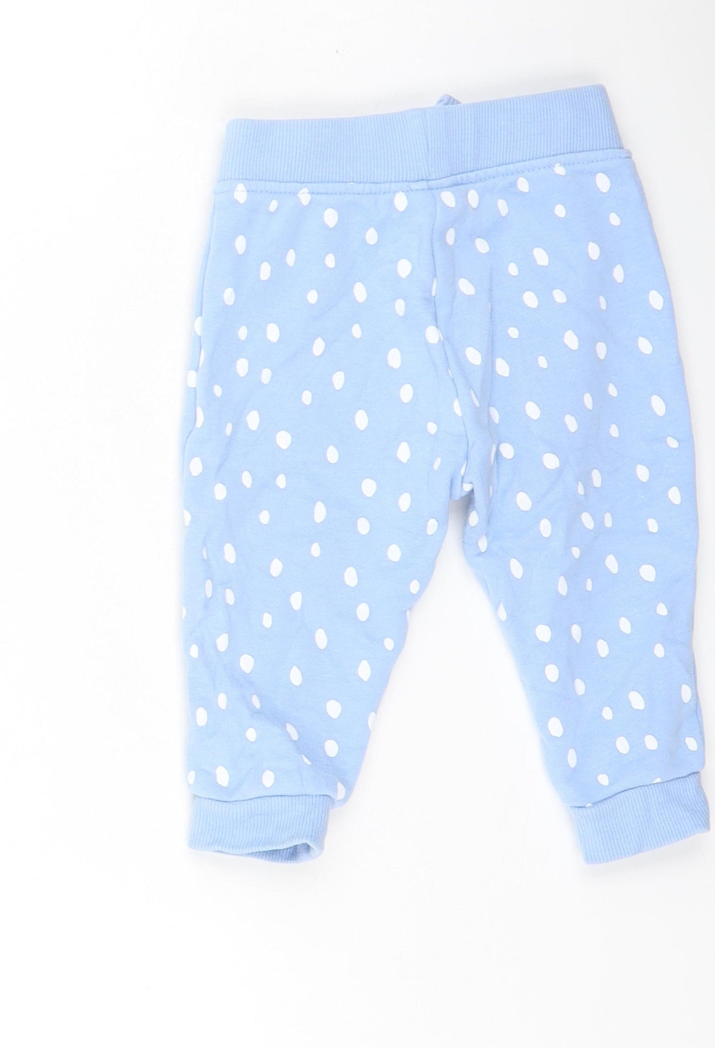Dunnes Stores Baby Blue Spotted Cotton Jogger Trousers Size 6-9 Months