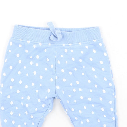 Dunnes Stores Baby Blue Spotted Cotton Jogger Trousers Size 6-9 Months