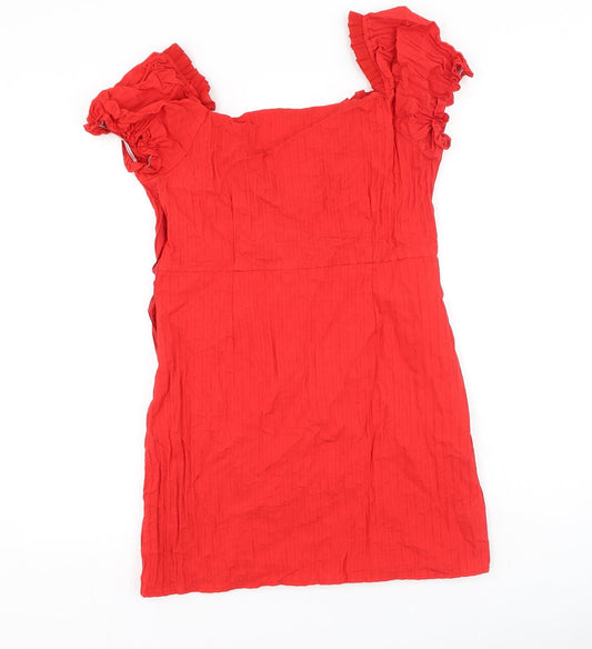 SheIn Womens Red  Cotton Bodycon  Size L  V-Neck