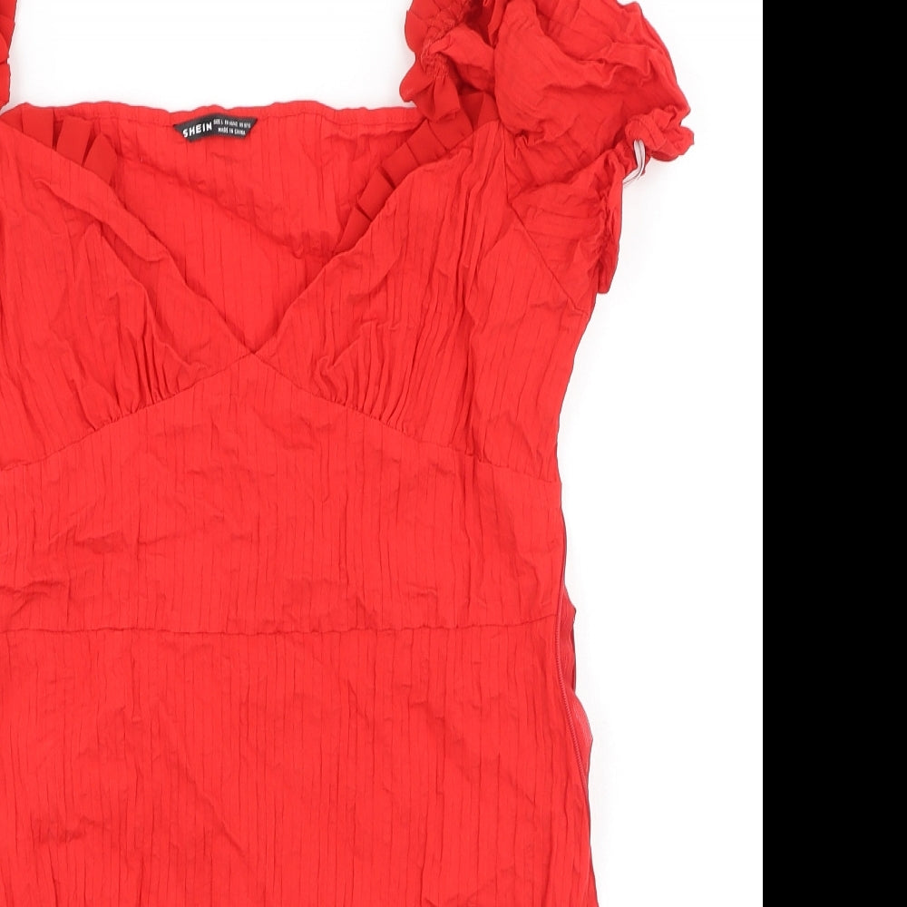 SheIn Womens Red  Cotton Bodycon  Size L  V-Neck