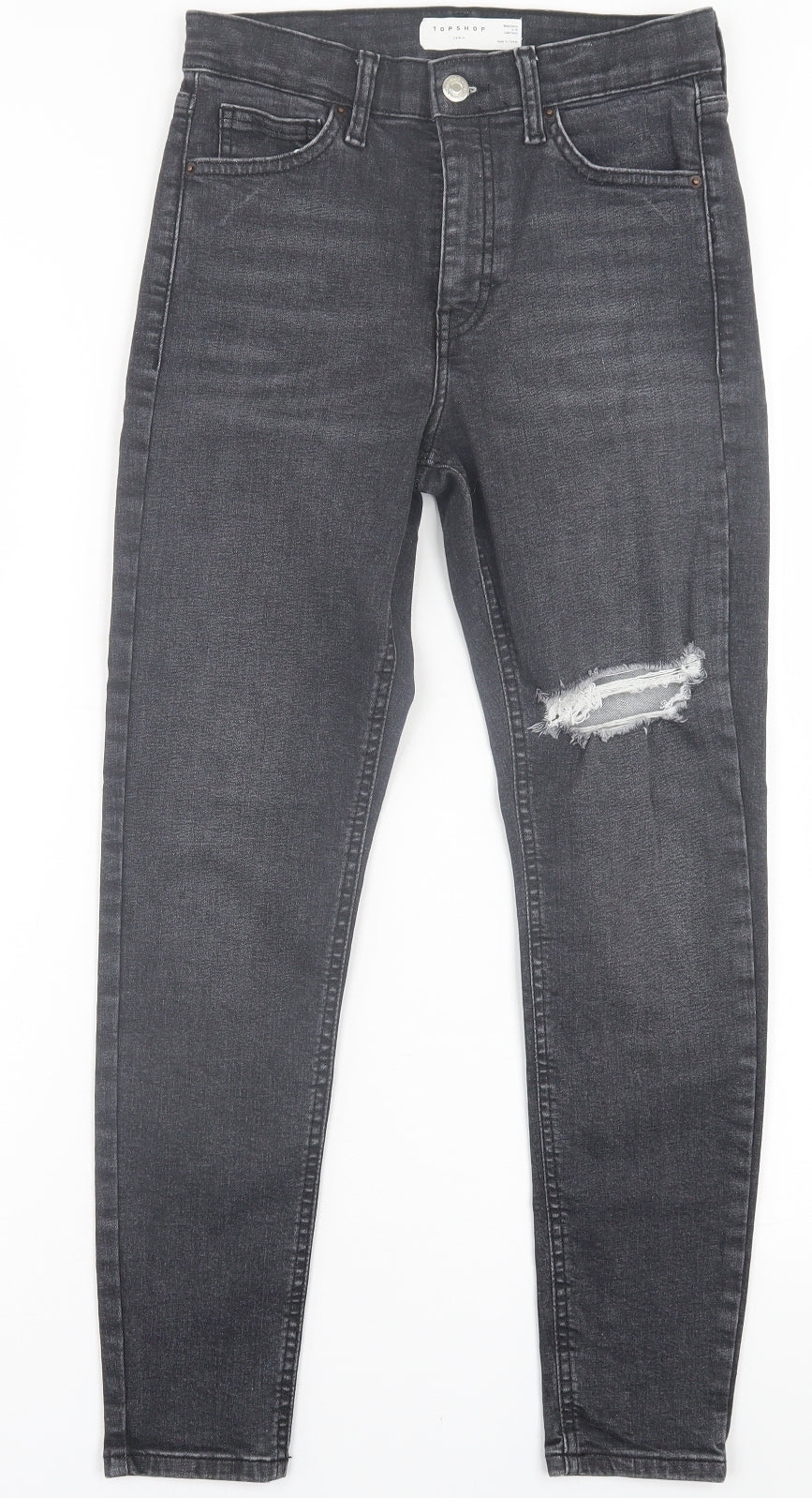 Topshop Womens Black  Cotton Skinny Jeans Size 26 in L30 in Regular Button