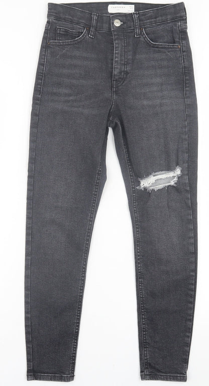 Topshop Womens Black  Cotton Skinny Jeans Size 26 in L30 in Regular Button