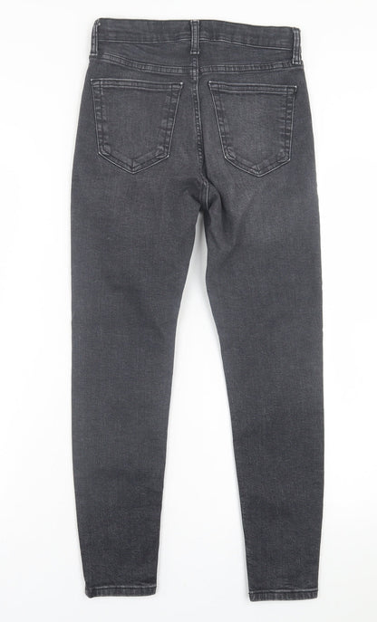 Topshop Womens Black  Cotton Skinny Jeans Size 26 in L30 in Regular Button