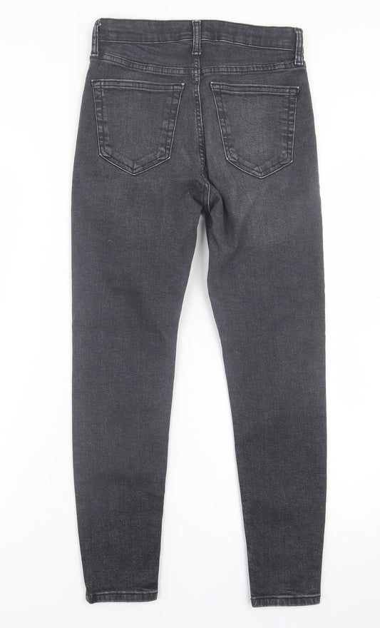 Topshop Womens Black  Cotton Skinny Jeans Size 26 in L30 in Regular Button