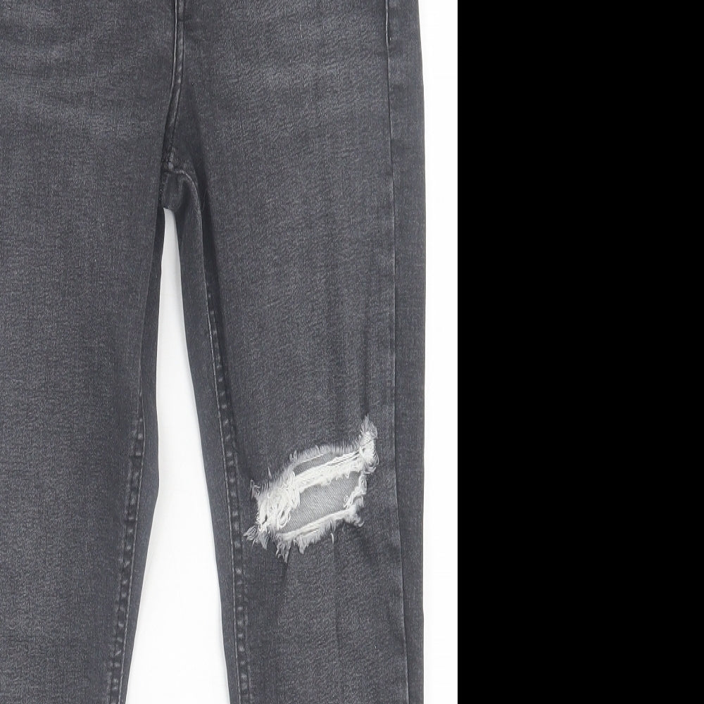 Topshop Womens Black  Cotton Skinny Jeans Size 26 in L30 in Regular Button