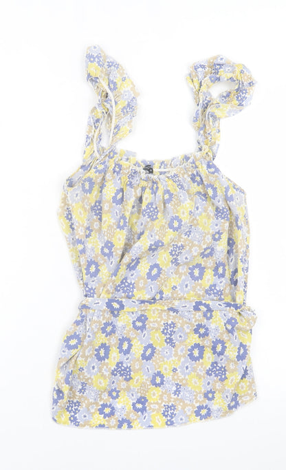 Womens UK Size 8 Topshop Yellow Basic Tank