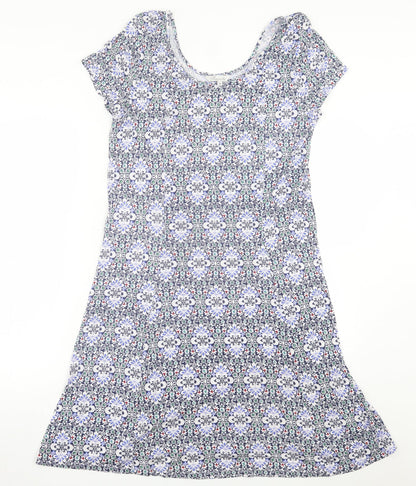 Peacocks Womens Blue Floral Viscose Fit & Flare  Size 16  Scoop Neck Pullover