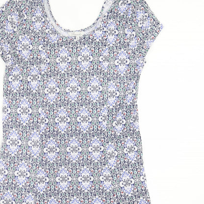 Peacocks Womens Blue Floral Viscose Fit & Flare  Size 16  Scoop Neck Pullover