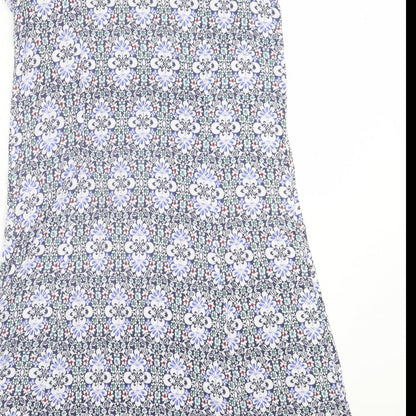 Peacocks Womens Blue Floral Viscose Fit & Flare  Size 16  Scoop Neck Pullover