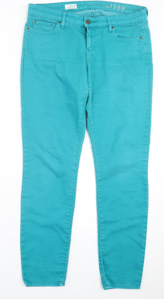 Gap Womens Blue  Cotton Skinny Jeans Size 30 in L32 in Regular Button
