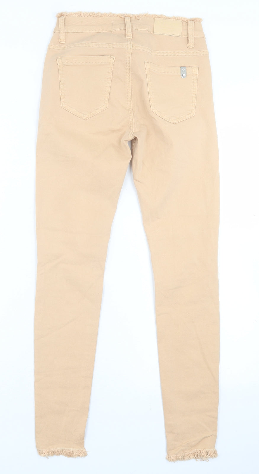 Womens UK Size XS LEXXURY Regular Fit Skinny Beige Jeans