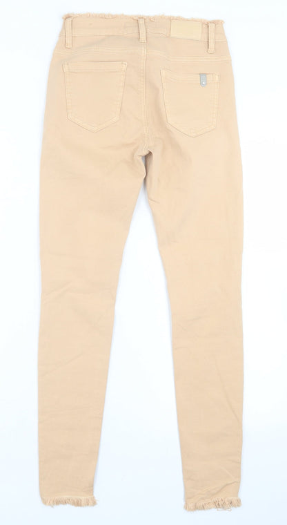 Womens UK Size XS LEXXURY Regular Fit Skinny Beige Jeans