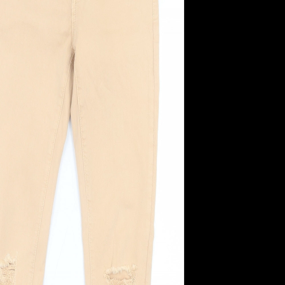 Womens UK Size XS LEXXURY Regular Fit Skinny Beige Jeans