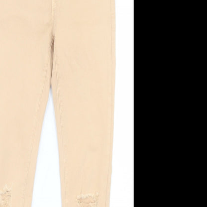Womens UK Size XS LEXXURY Regular Fit Skinny Beige Jeans