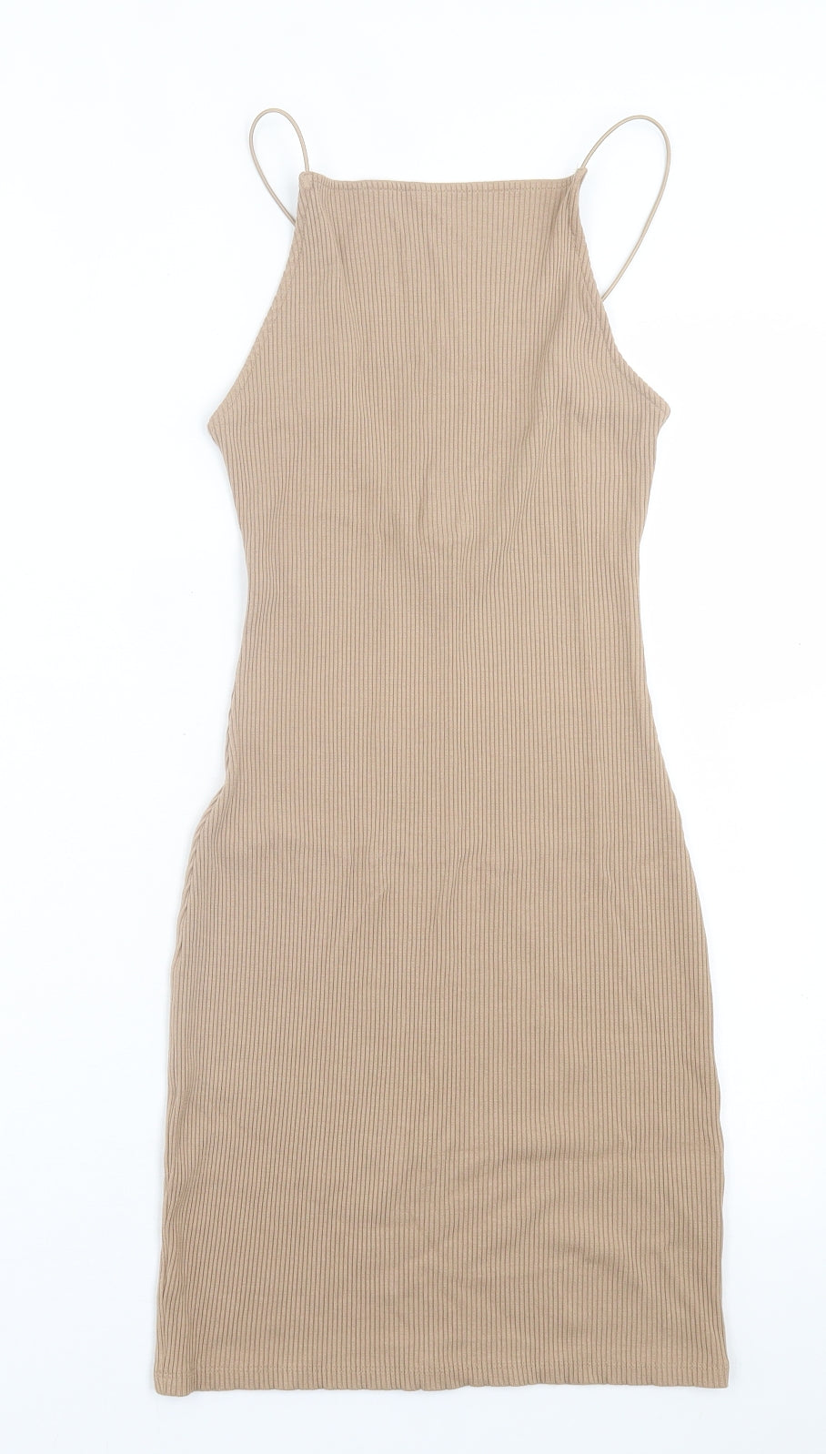 H&M Womens Beige  Viscose Bodycon  Size XS  Square Neck Pullover