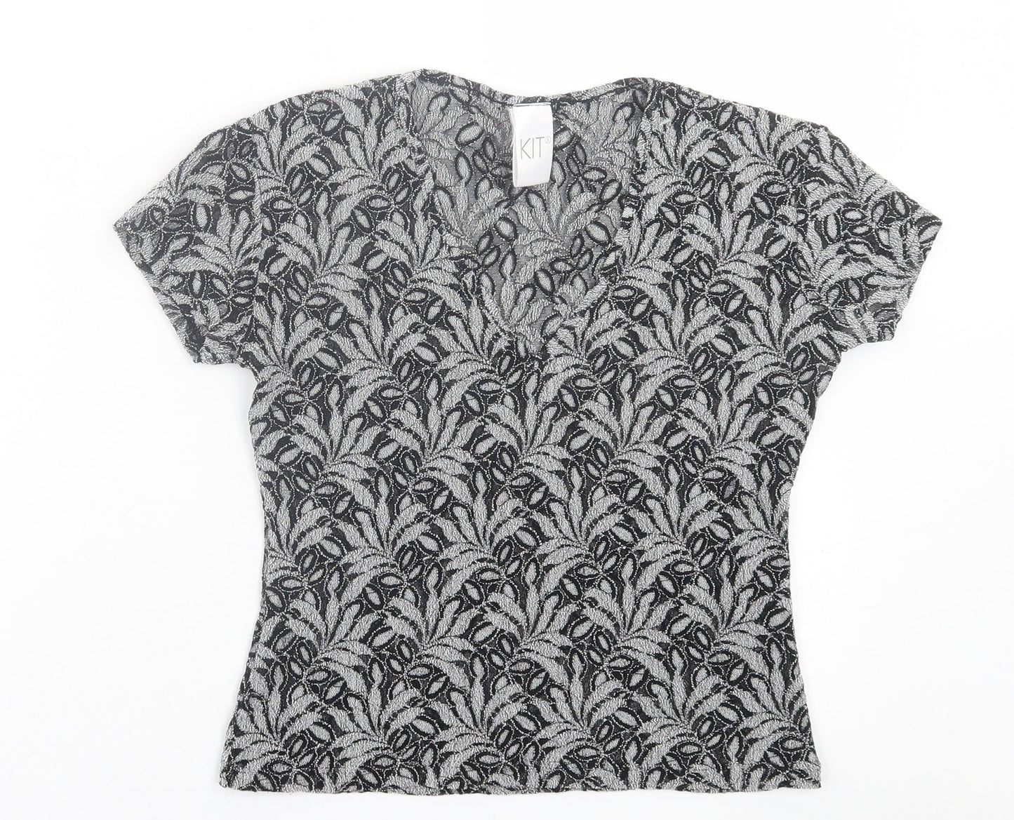 Womens UK Size 12 Kit Black Cropped T-Shirt