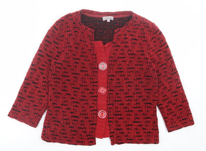 Marks and Spencer Womens Red V-Neck  Acrylic Cardigan Jumper Size M