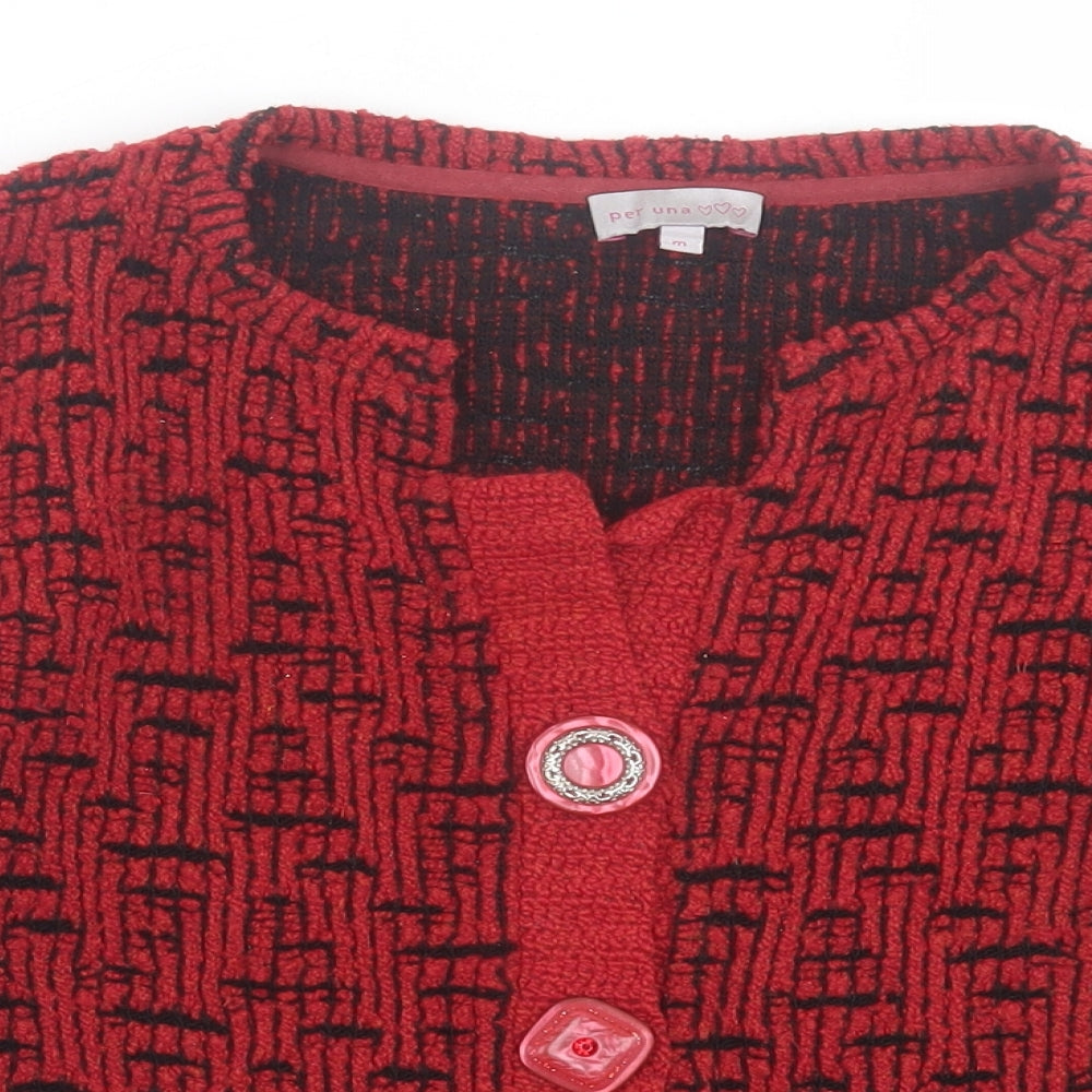 Marks and Spencer Womens Red V-Neck  Acrylic Cardigan Jumper Size M