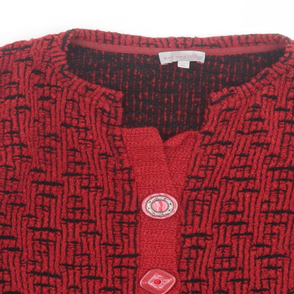 Marks and Spencer Womens Red V-Neck  Acrylic Cardigan Jumper Size M