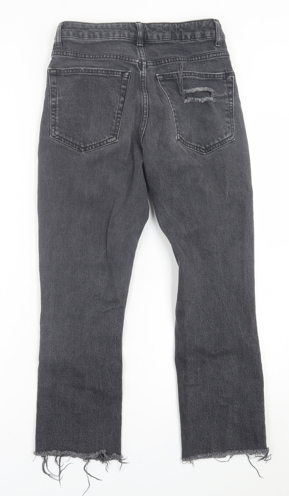 Topshop Womens Black  Cotton Straight Jeans Size 28 in L30 in Regular Button