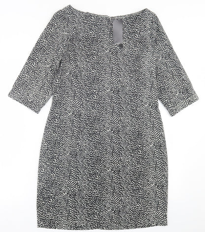 F&F Womens Black Geometric Polyester A-Line  Size 12  Crew Neck Zip