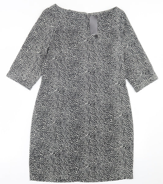 F&F Womens Black Geometric Polyester A-Line  Size 12  Crew Neck Zip