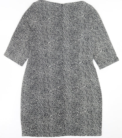 F&F Womens Black Geometric Polyester A-Line  Size 12  Crew Neck Zip