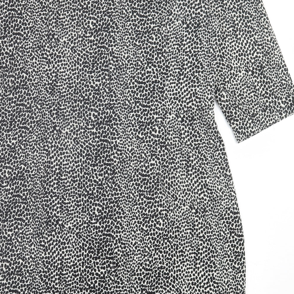 F&F Womens Black Geometric Polyester A-Line  Size 12  Crew Neck Zip