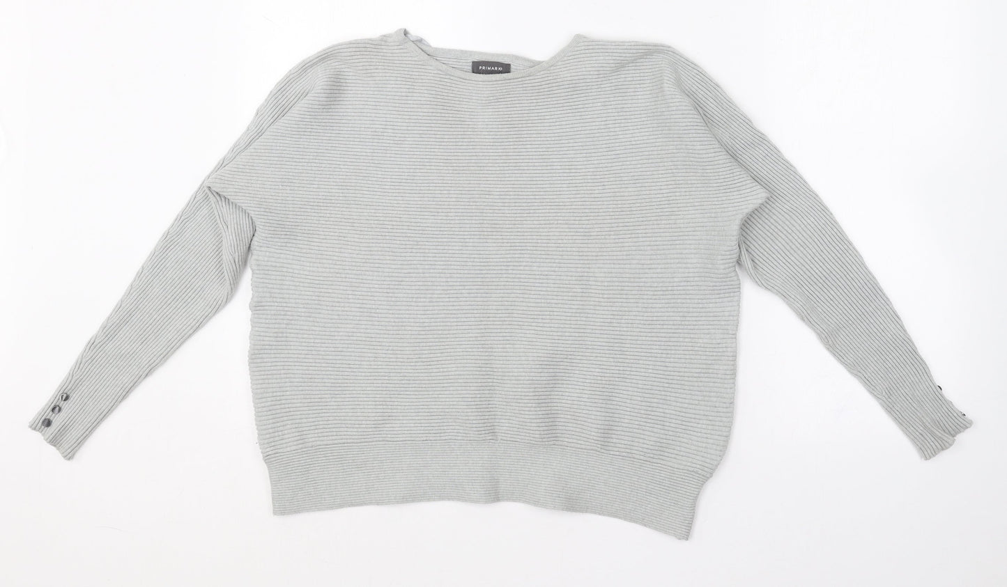 Primark Womens Grey Crew Neck  Viscose Pullover Jumper Size 10