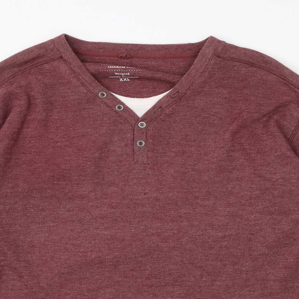 Easy Mens Purple V-Neck  Polyester Pullover Jumper Size 2XL