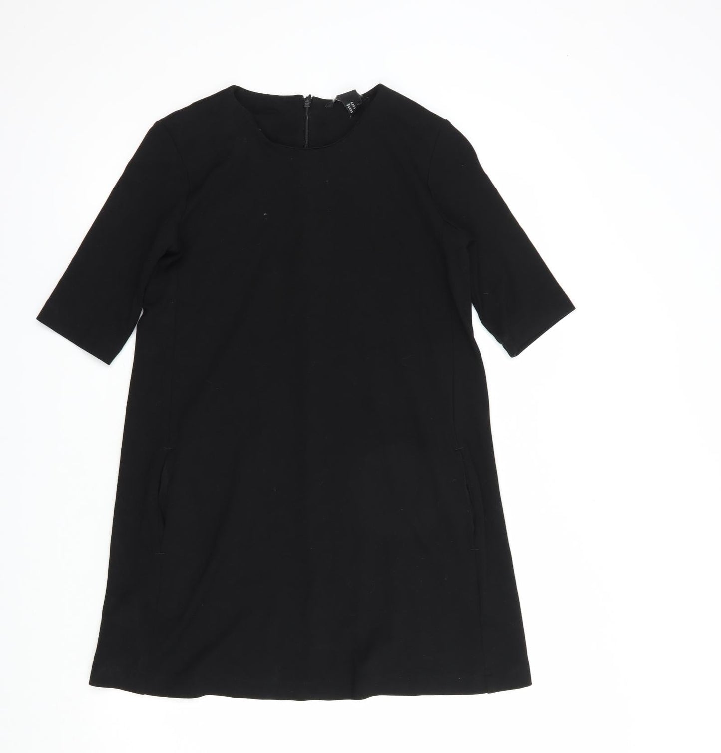 H&M Womens Black  Viscose Shift  Size XS  Round Neck Zip